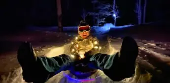 Glow stick sledding!