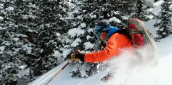 Man on downhill skis