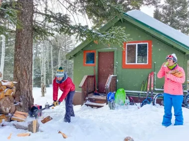 Winter Hut ski snowshoe fatbike